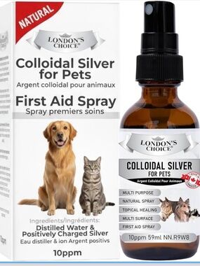 Colloidal Silver First Aid Spray for Pets - Brown/Black Bottle
